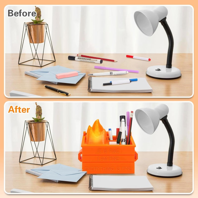 Dalycro Dumpster Fire Pencil Holder Fun Desk Accessories with Removable Flame Light Touch Dimming Mode & USB Charging Port Perfect Pen Holder for Desk, Funny Gift for Coworkers - Image 5